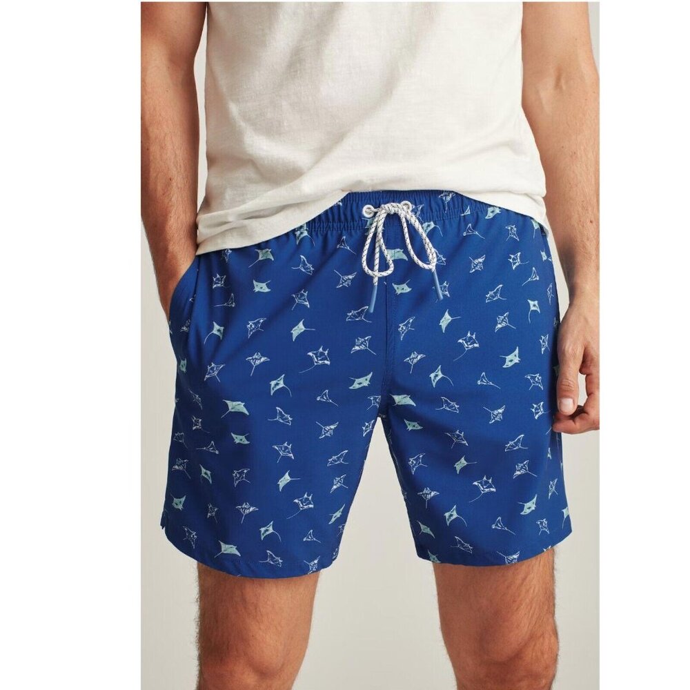 Bonobos Riviera Recycled Swim Trunks Blue Stingrays Printed Shorts XS NEW